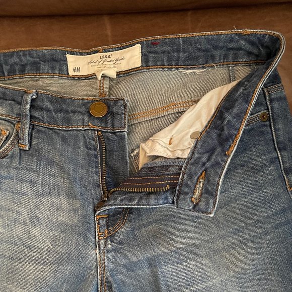 H&M Straight-leg Weathered Demin Jeans - size 27 - Picture 6 of 10